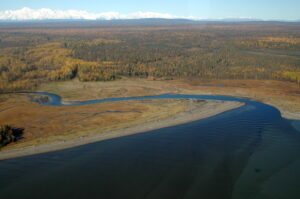 The Chuitna River, threatened by proposed coal strip mining, lies about 45 miles west of Anchorage across Cook Inlet.