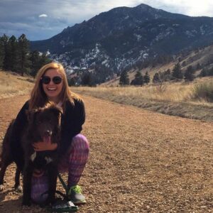 Jaclyn Brass, with her dog Beau, hiking Mt. Sanitas in Boulder, Colorado, where she is attending law school.