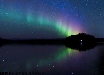 Aurora Borealis at night over Nancy Lake, Alaska