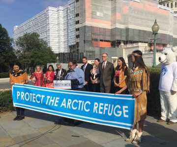 U.S. House leaders join the Gwich'in delegation at press conference before the historic House vote to protect the Arctic Refuge.